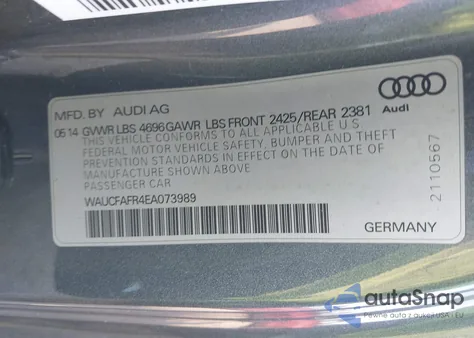 2014 Audi A5 2.0T Premium from USA, damaged, VIN WAUCFAFR4EA073989